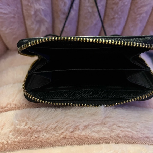 Coach Black Textured Leather small card case with Gold 

4 1/2” x 3” x 1/2” - Picture 8 of 9